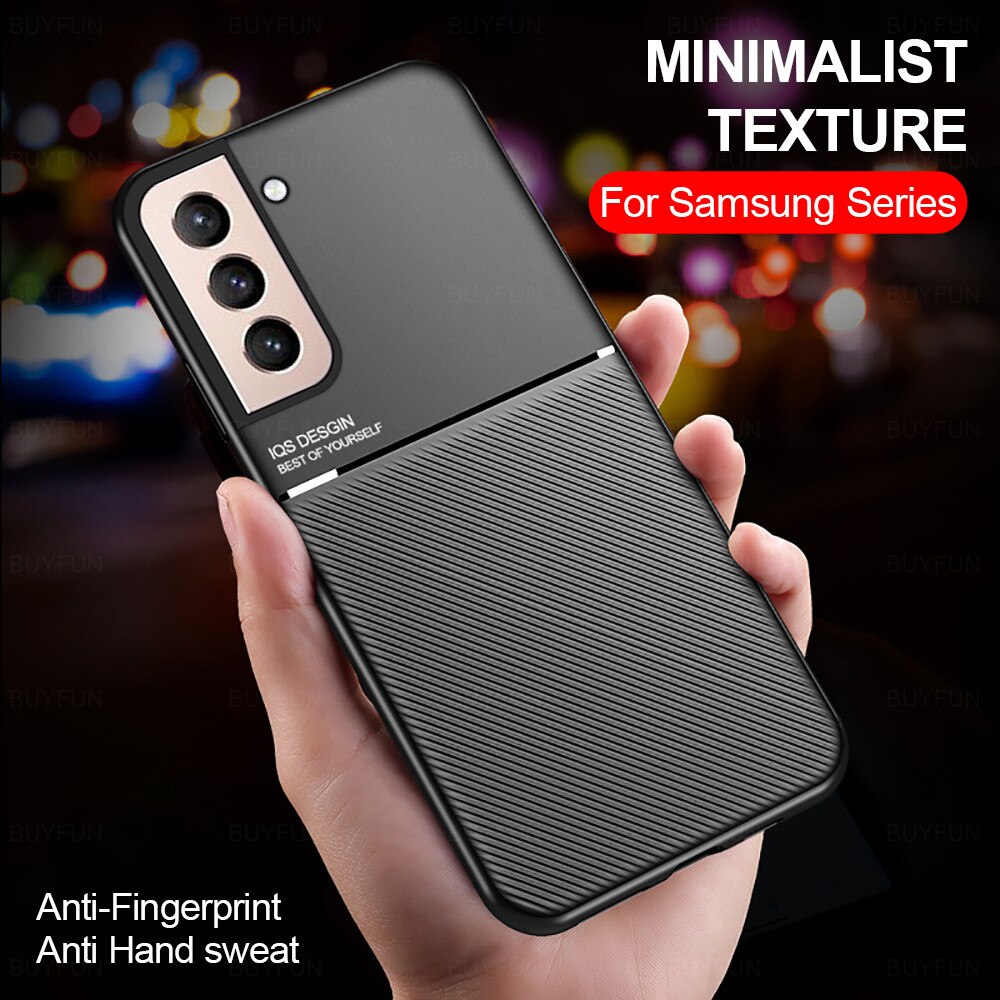 S21fe Case Leather Texture Car Holder Magnetic Coque For Cover Samsung Galaxy S21 Fe S 21 Faith 5G Soft Shockproof Fundas