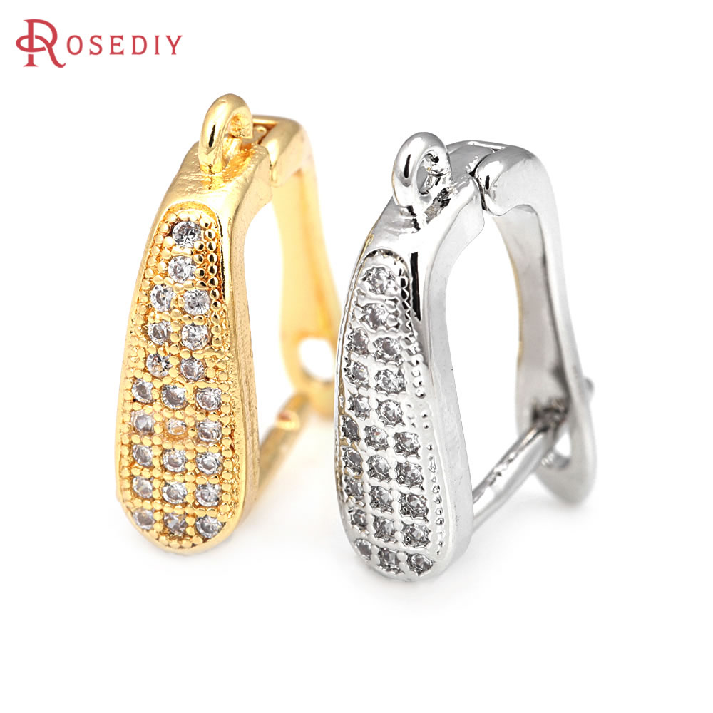 Pasador de latón y circón de Color dorado de 18K para mujer, suministros de fabricación de joyas Diy, accesorios para pendientes