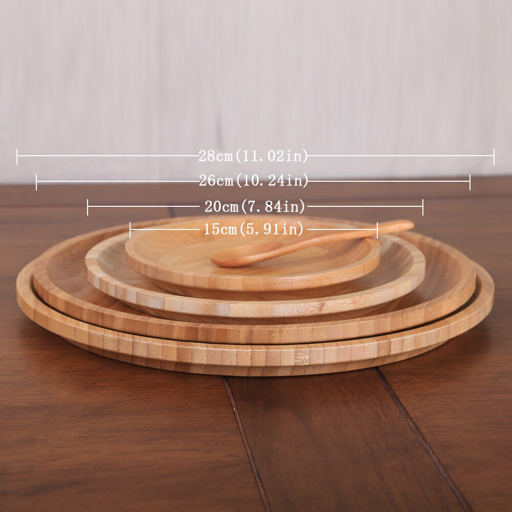 Wooden Flat Dishes tableware Japanese snack foods round Dinner Trays Food container Kitchen utensils Sushi Fruit Plates Party