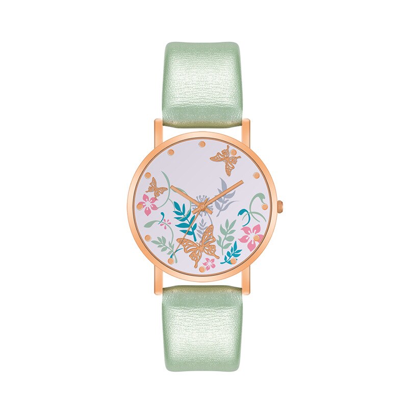 Reloj de mujer chapado en oro, reloj de Simple, reloj fino de cuarzo, ,: Green