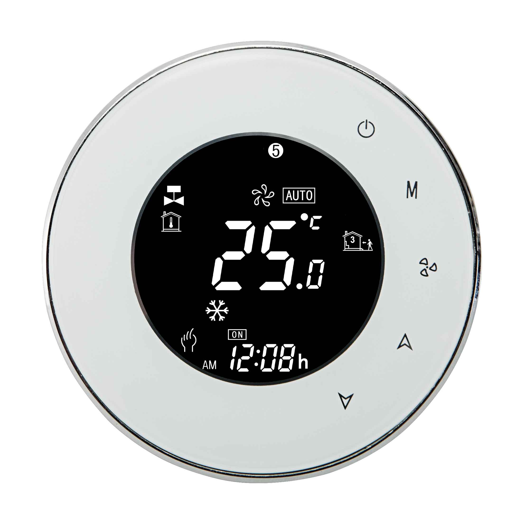 JUESENWDM Smart Wi-Fi Termostat BAC-6000A/ELW för Värme/Kyla med Pekskärm: Vit / 90-240 vak 2 rör