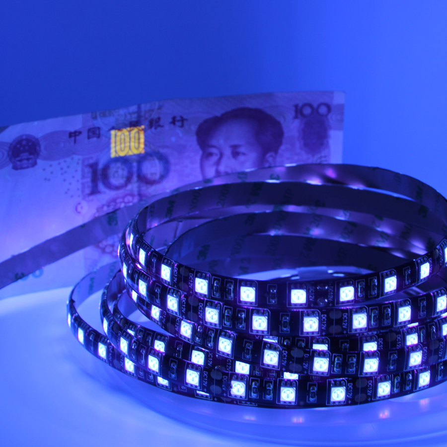 UV LED Strip Light 60leds/M SMD 5050 Ultraviolet 395-405nm painting Banknote verification Diode Ribbon Purple Flexible Tape Lamp