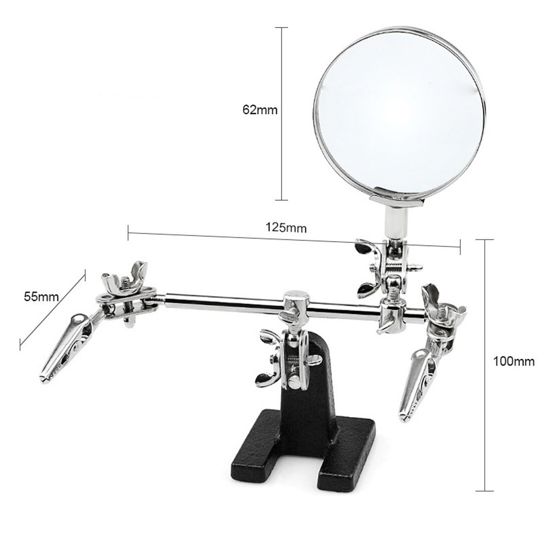 5 LED Welding Magnifying Glass Auxiliary Clip loupe Magnifier Hand Soldering Solder Iron Stand Holder Station 2.5X 7.5X 10X Lens: 5X