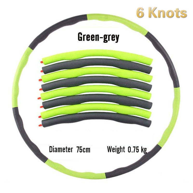 6/7/8 Knots Sport Equipment Fitness Hoop Detachable Foam Ring Adult Gymnastic Circle Thin Waist Exercise Hoop: Yellow