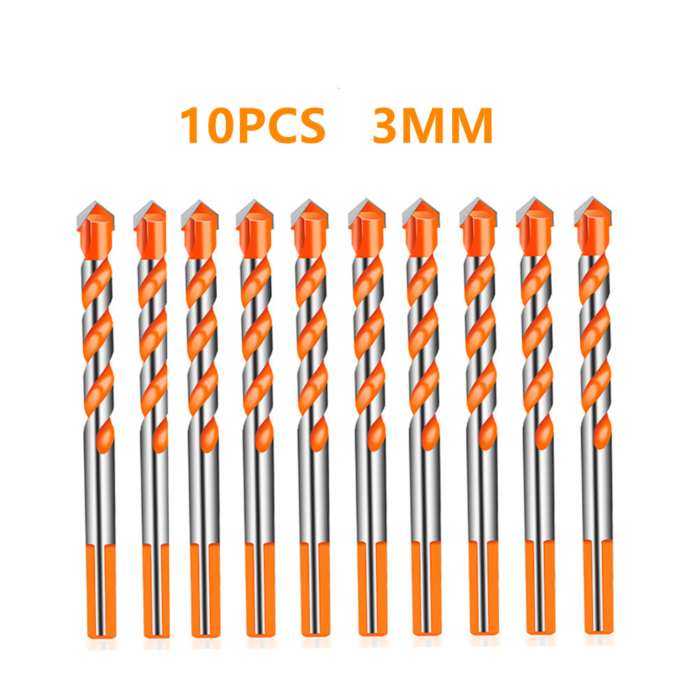 5/10 pièces Triangle fileté tungstène acier mur carrelage béton foret ménage marbre Overlord diamant main perceuse électrique: Marron