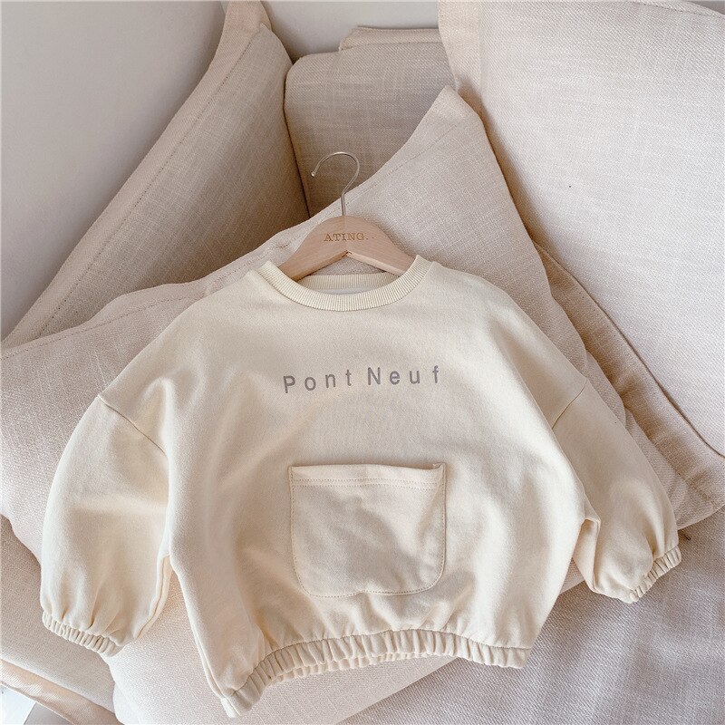 vêtements pour enfants automne nouvelle fille coréen revers pull à manches longues en vrac: Beige / 3T