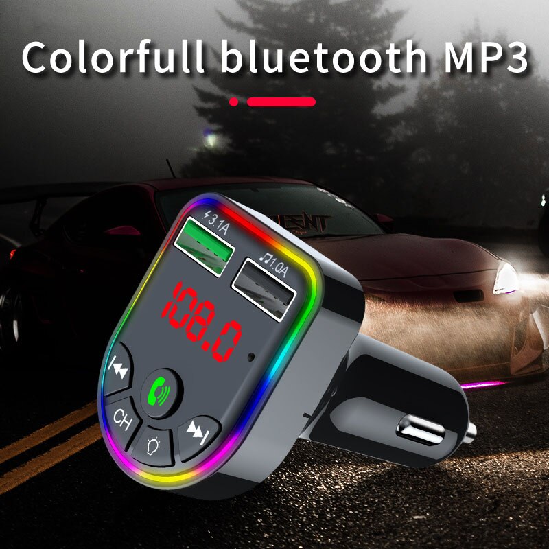 Auto Bluetooth 5.0 Fm Transmitter Car Kit MP3 Modulator Speler Draadloze Handsfree Audio Ontvanger Dual Usb Fast Charger 3.1A