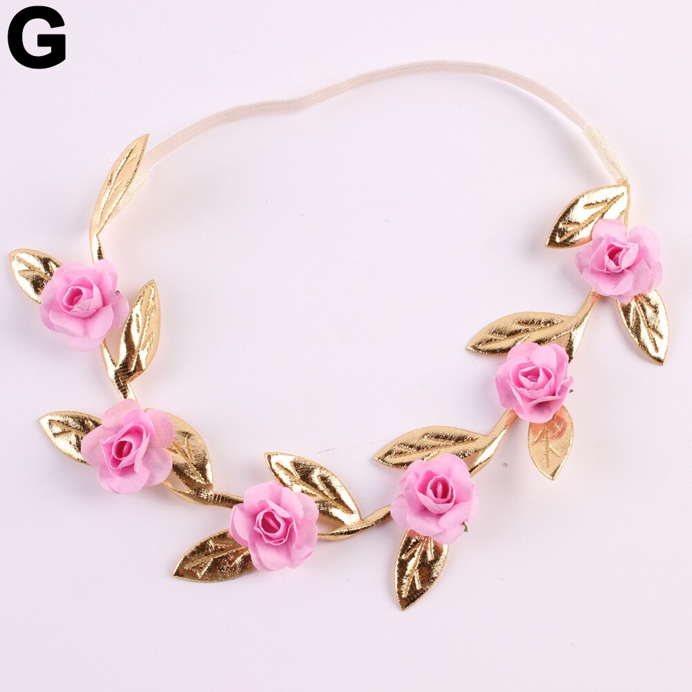 Kids Girls' Stunning Roses Leaves Hair Band Party Elastic Garland Headband: Pink