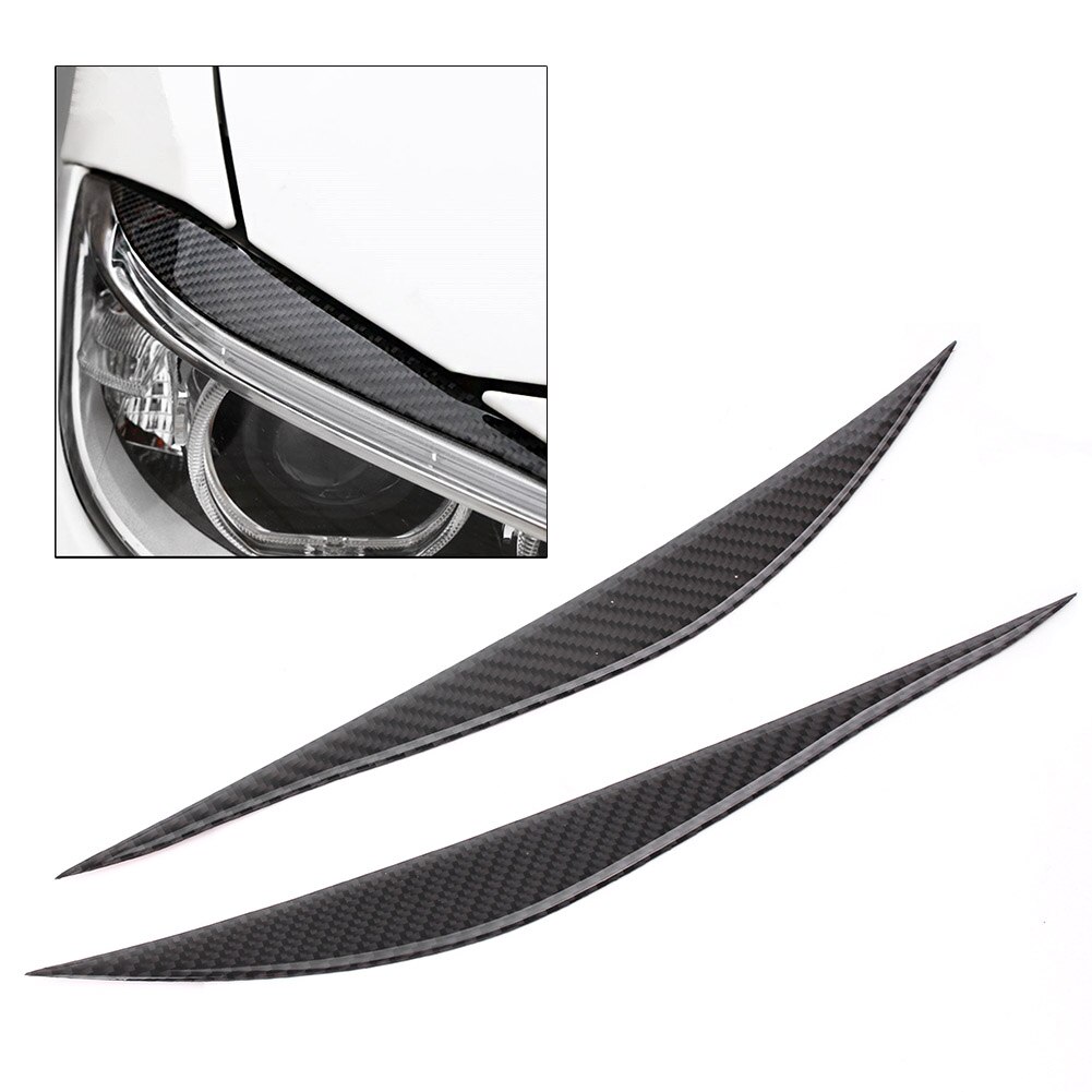 2 stk bilhoved lys lampe øjenbryn dekoration støbende cover trim carbon fiber abs til bmw  f30 3 series