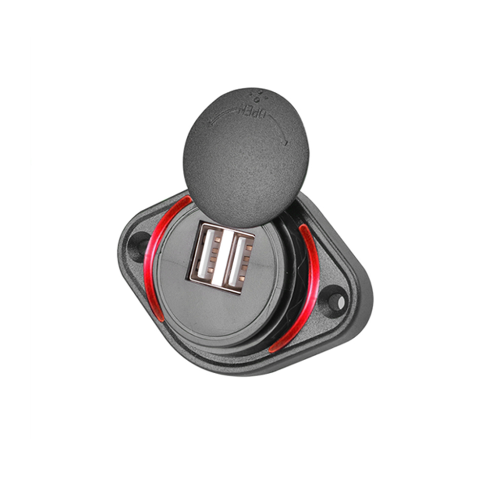 12-24V Dual Ports Car Charger Socket USB Charger Outlet Power Adapter with Sliding Cap for Car Motorcycle Truck ATV RV Boat: green