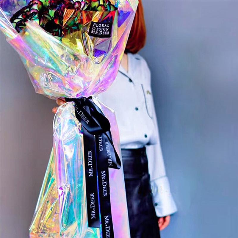 20 sztuk opalizujący folia celofan robić pakowania w papier robić pakowania dla bukiet kwiatów prezent dekoracji