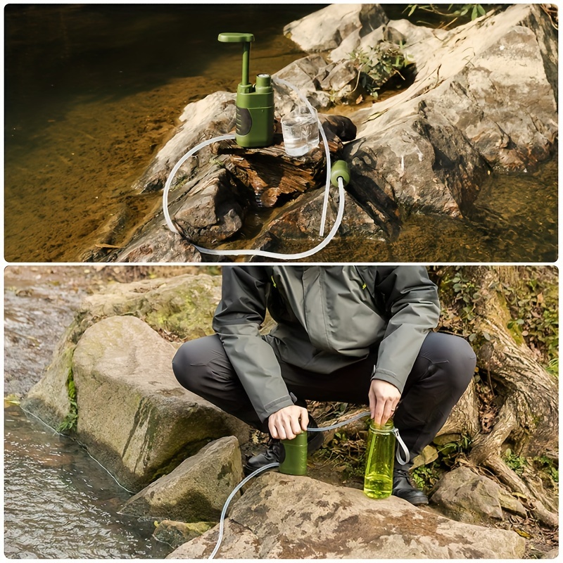 Filtro de agua al aire libre multiusos para supervivencia, sistema de filtración de agua portátil para senderismo, purificador de agua para senderismo y emergencia