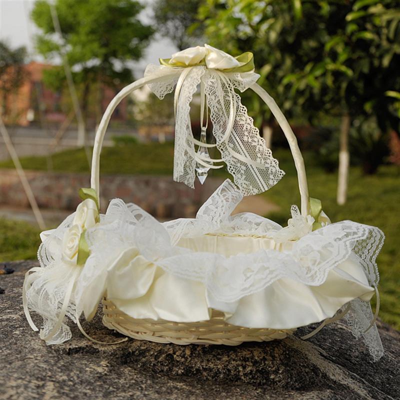 Bryllup blomster pige kurv blonder brud kurv til brude ceremoni fest dekoration