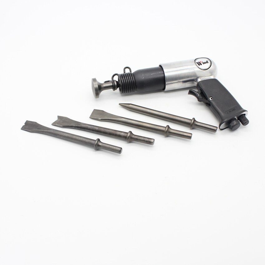 4 Chisels Heavy Duty Long Barrel Air Hammer Straight Type Pneumatic Hammer Tool Kit