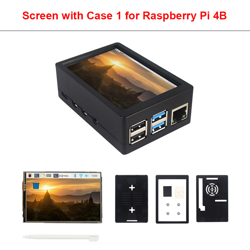 Pantalla táctil TFT para Raspberry Pi 4 modelo B, Monitor LCD de 3,5 pulgadas, 480x320, con carcasa de ABS, bolígrafo táctil para Raspberry Pi 4 Modelo B 3B + 3B: Gris