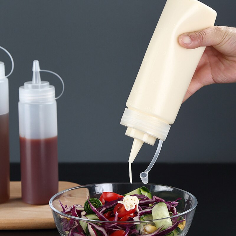 240-1000ml Plastic Squeeze Sauce Bottle Easy Squeeze Condiment Dispenser Restaurant Sauce Ketchup Salad Bottle Kitchen Supplies