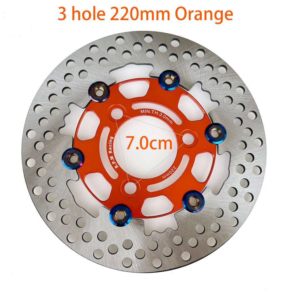 Universal Aluminum alloy Floating discs motorcycle brake disc Outside diameter 200mm/220mm/245mm/260mm Rapid cooling brake pads: 7.0cm Orange220mm