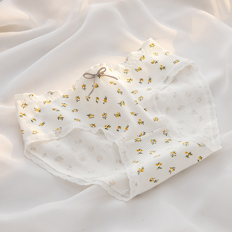 1 calzoncillos de algodón bonitos de fresa para mujer, bragas femeninas, ropa interior transpirable, lencería suave, bragas florales para niñas: M / Negro