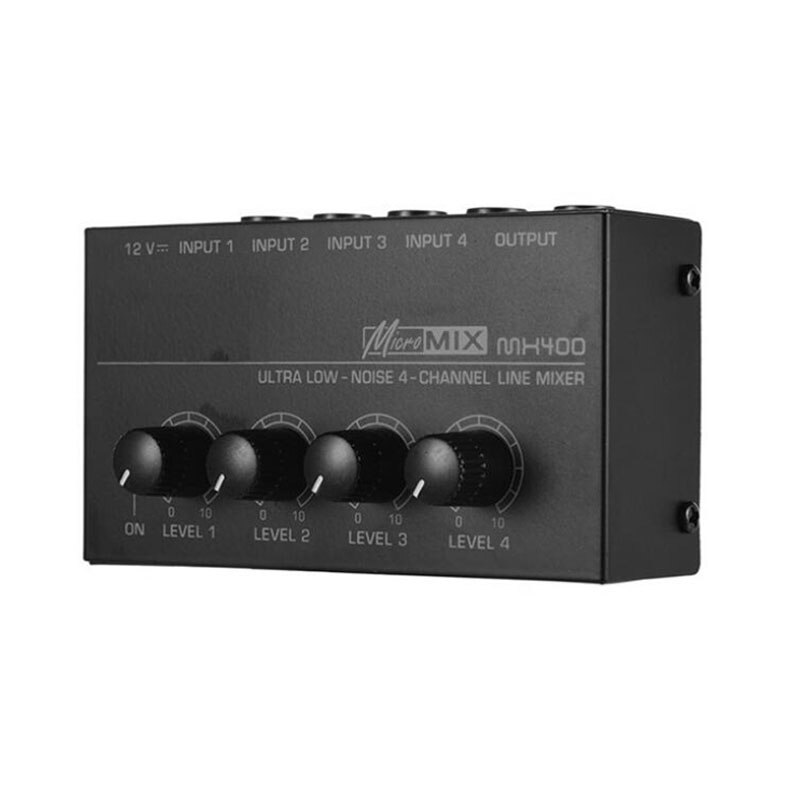 MX400 Ultra-Compact 4 Kanaals Mini Naar Stereo Hoofdtelefoon Versterker Met Power Adapter Zwart, Eu Plug