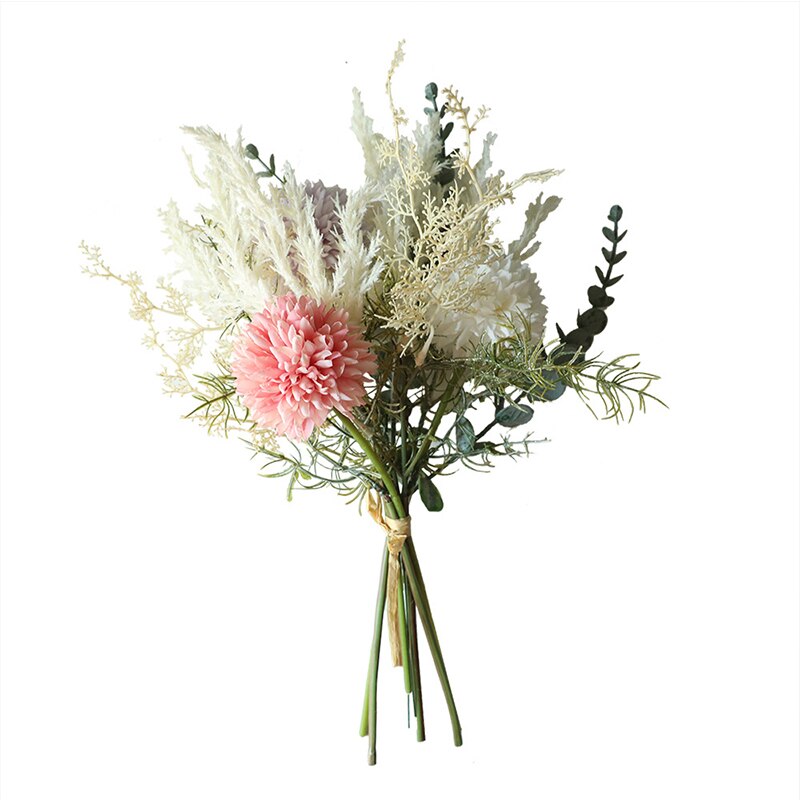 Ins kunstige blomster silke løvetann eukalyptus hybrid bukett bryllup hjem dekorasjon falsk blomst