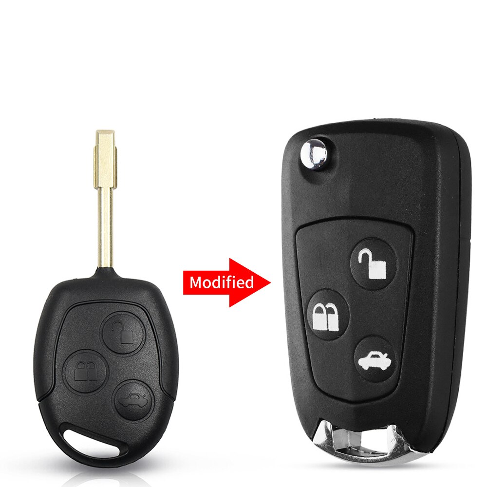 Keyyou Auto Gewijzigd Flip Remote Key 3 Knoppen FO21 HU101 Fob Shell Voor Ford Focus Mondeo Fiesta C-MAX Fusion Transit ka Key Case: Modified 1 FO21