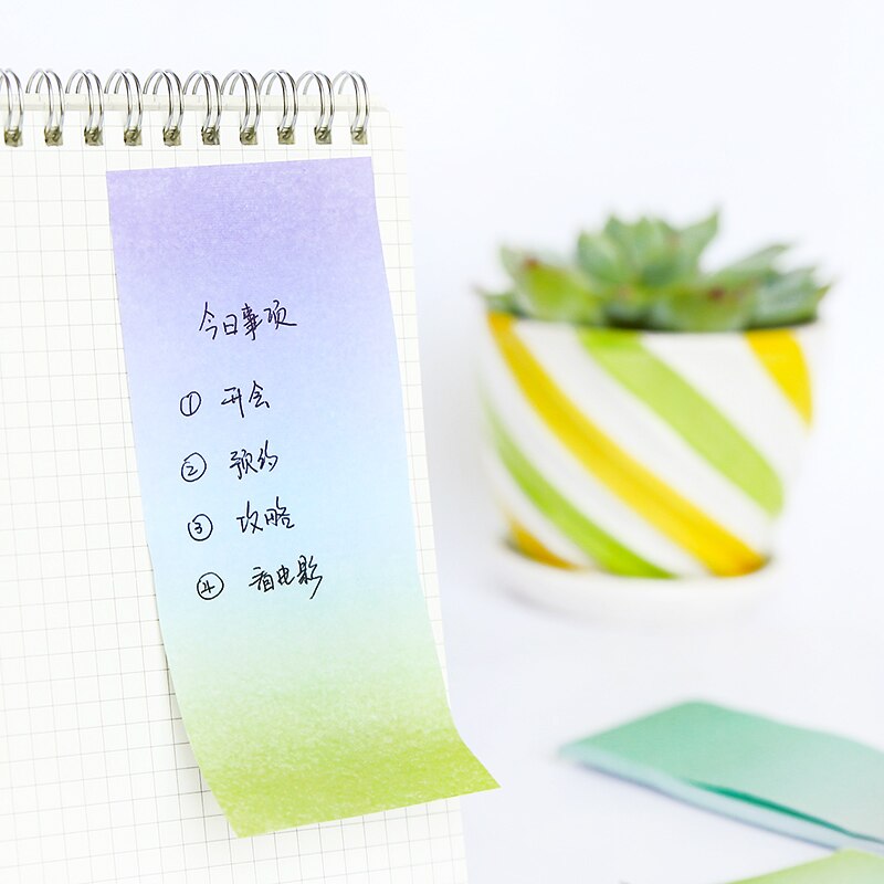 Gradient Color Sticky Notes Long Strip Notepaper Message Sticker Tearable Large Note Paper Office Student Stationery