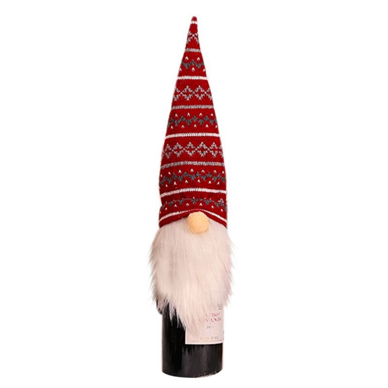Kerst Faceless Ouderen Pop Wijn Fles Set Decor Forest Man Rode Wijn Zak Creatieve Champagne Set Zwart En Wit: Licht Groen