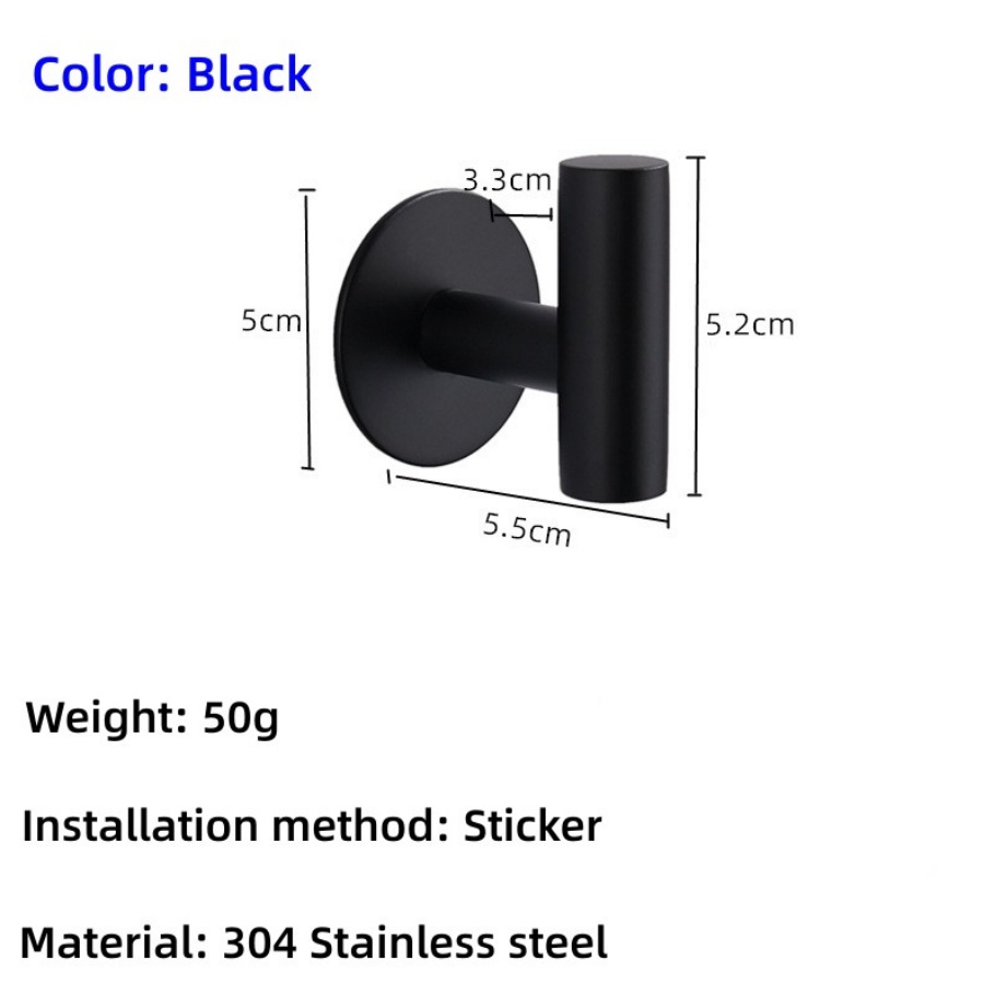 Gancho para toallas de baño, percheros para ropa de pared, perchas montadas en la pared de acero inoxidable, tornillos para colgar toallas/ganchos adhesivos para pared: BLANCO