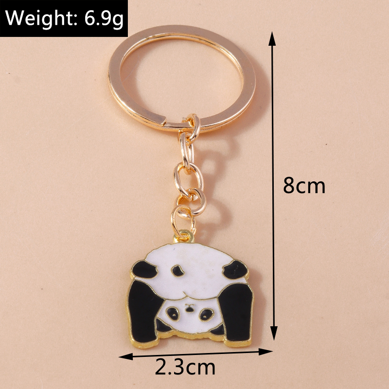 Mooie Email Panda Sleutelhanger Dier Sleutelhanger Voor Mannen Vrouwen Sleutelhanger Handtas Hangers Charme Diy Kid 'S Sieraden