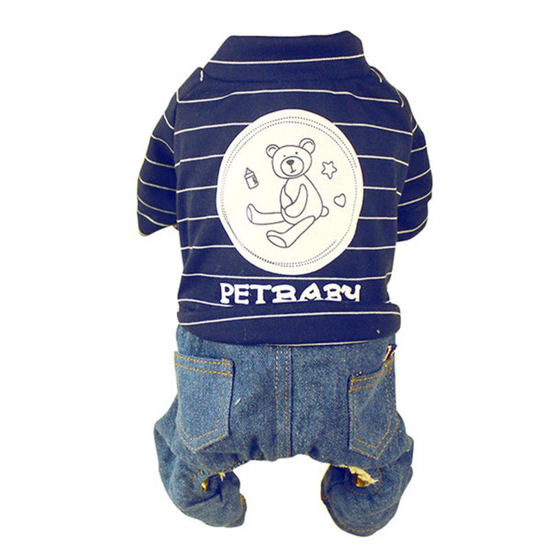 Lemmikkikoiran vaatteet raidallinen jumpsuit pentu mekko vaatteet puku cowboy denim lemmikkihousut koiranpentu farkku haalari vaatteet