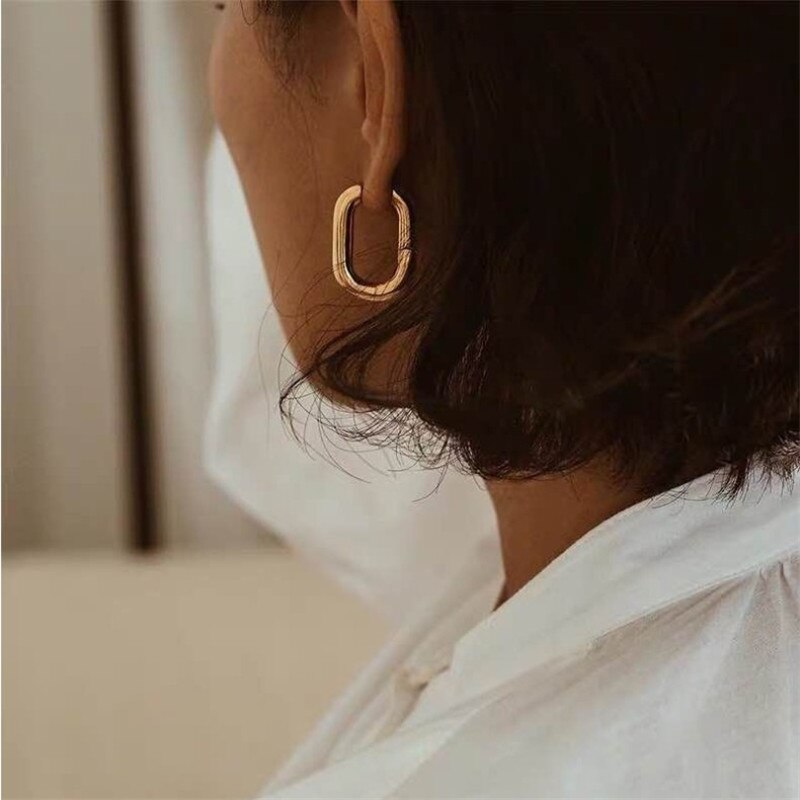 AOMU Einfache Chic Messing Metall Gold Hoop Ohrringe Vintage Runde Kreis Twisted Geometrische Ohrringe für Frauen Haken Punk Ethnische