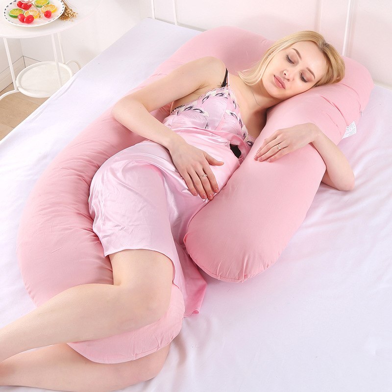 Bomuld kvinder barsel fuld krop pude gravid side sveller støtte komfort pude puder soveværelse sengetøj 5: Lyserød