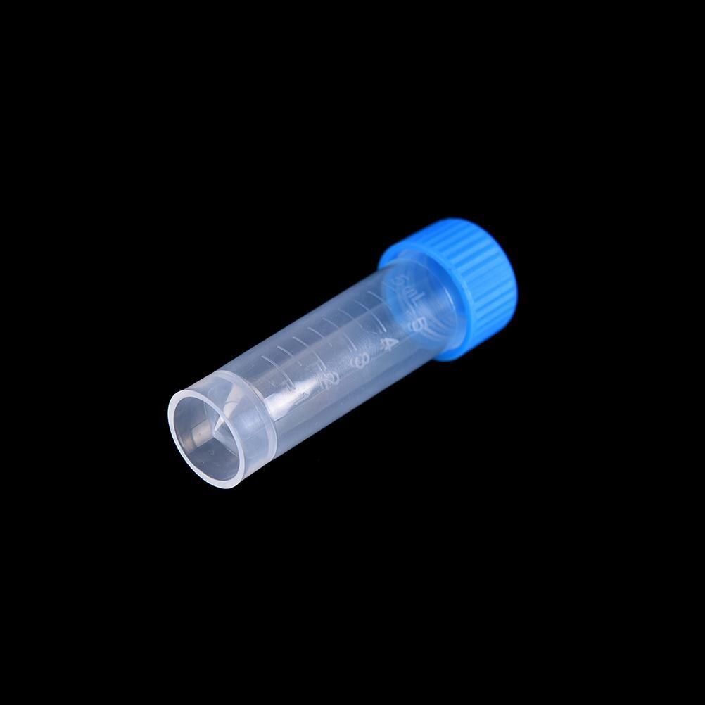 Tubos de ensayo de plástico para la escuela y la Oficina, paquete de tapones de sellado para viales, suministros de Química, 50 Uds. x 5ml