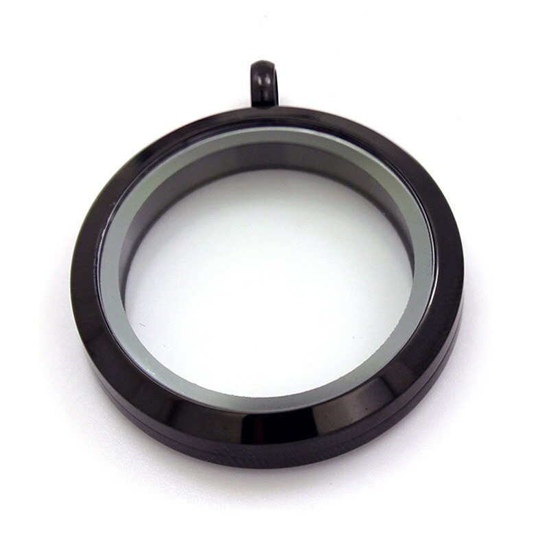 30mm 316L Stainless Steel Twist Screw Locket Pendant Floating Charms Locket Clear Glass Locket DIY Jewelry: black color
