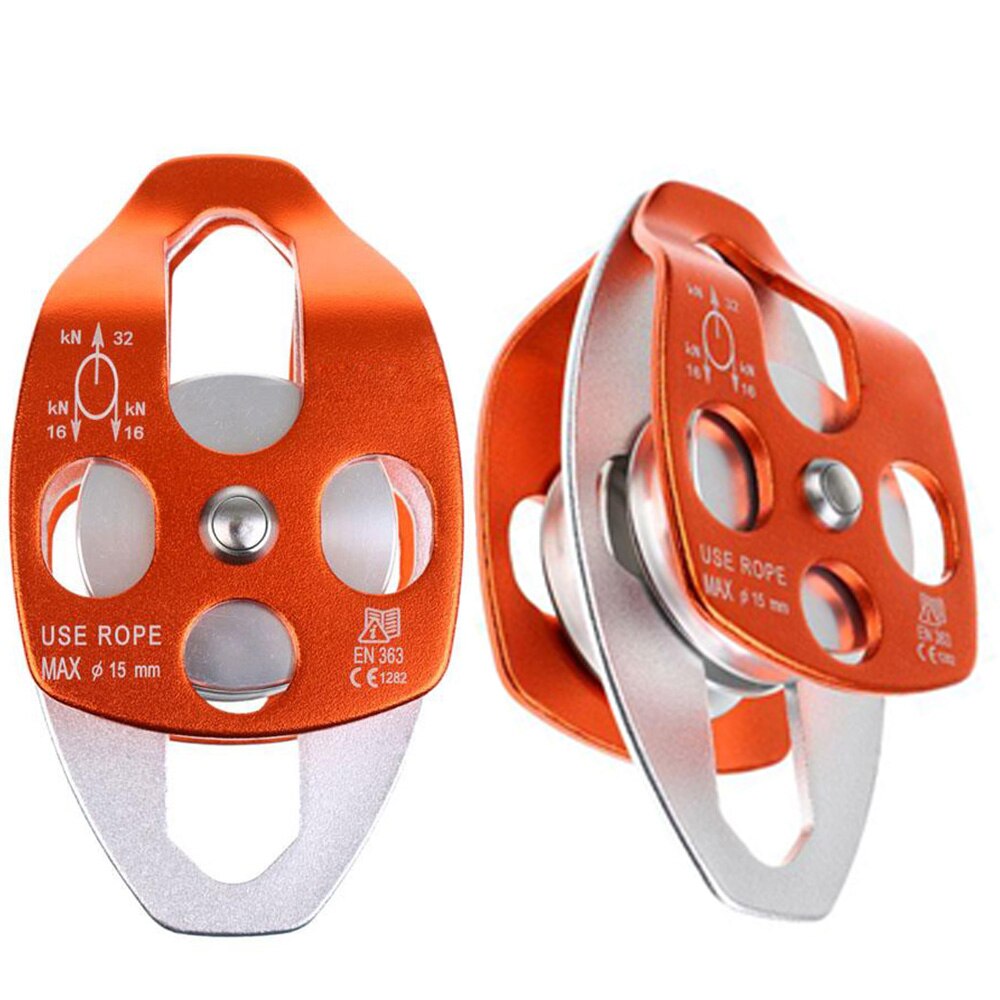 2PC 32KN Swing Climbing Double Pulley for Caving Rock Climbing Rappelling Rescue Dragging Sheaves Caving Rescue Hauling System