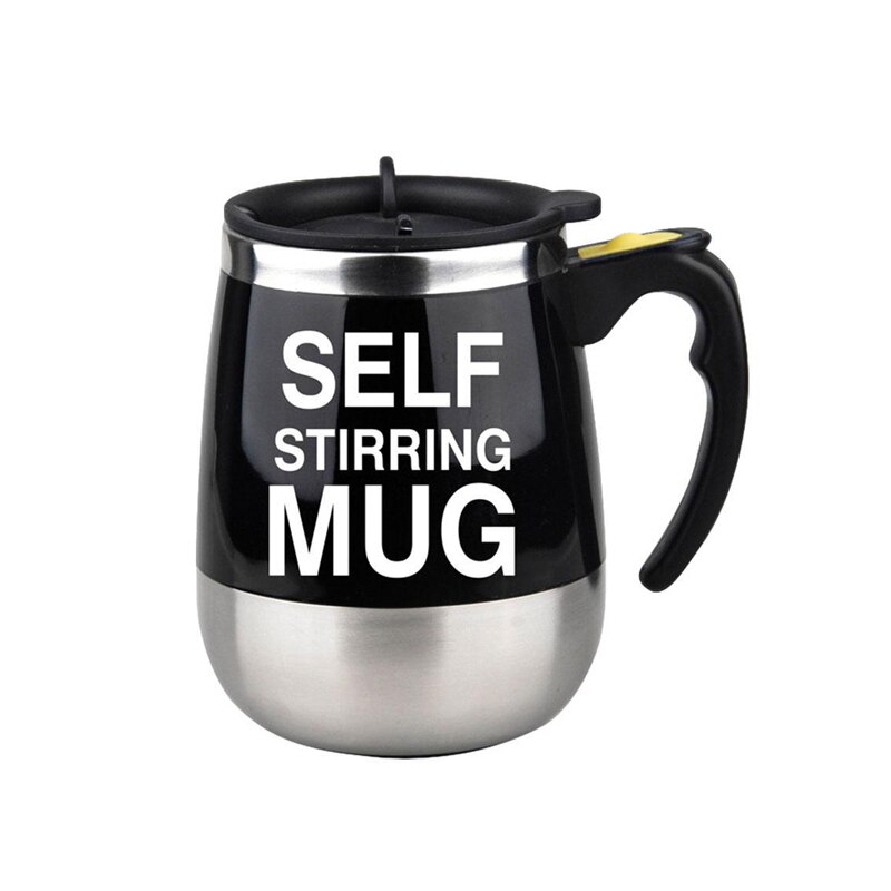Electric Self Stirring Coffee Mug Automatic Self Mixing Spinning Insulated Smart Stainless Steel Home Mixer Milk Whisk Cup: Black