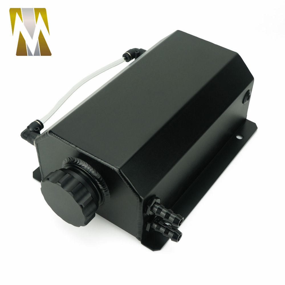 2L Litre Polished Alloy Header Expansion Water Tank Cap WATER HEADER TANK Coolant Overflow Tank Reservoir Kit Universal: Black