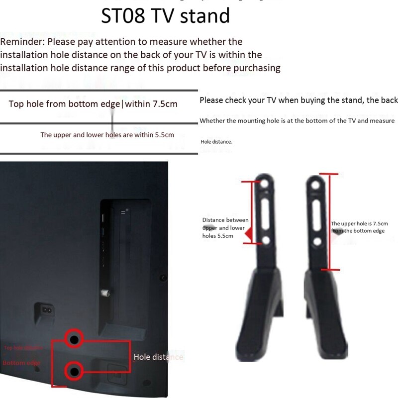 Soportes de TV sin perforación, Base de soporte de TV, patas de Base para TV LG con tornillos, soporte de escritorio