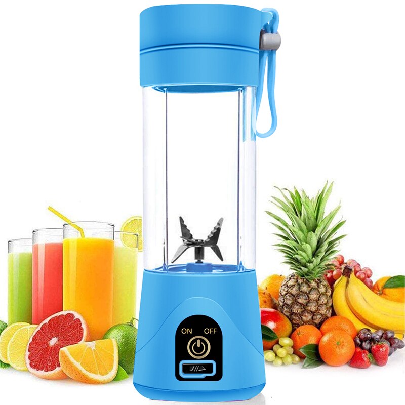 Portable Fruit Juicer blenders Cup electric machine blender Kitchen mini Food Processor Sports Bottle Juicing Vegetables Tumbler: 6 blades / Blue