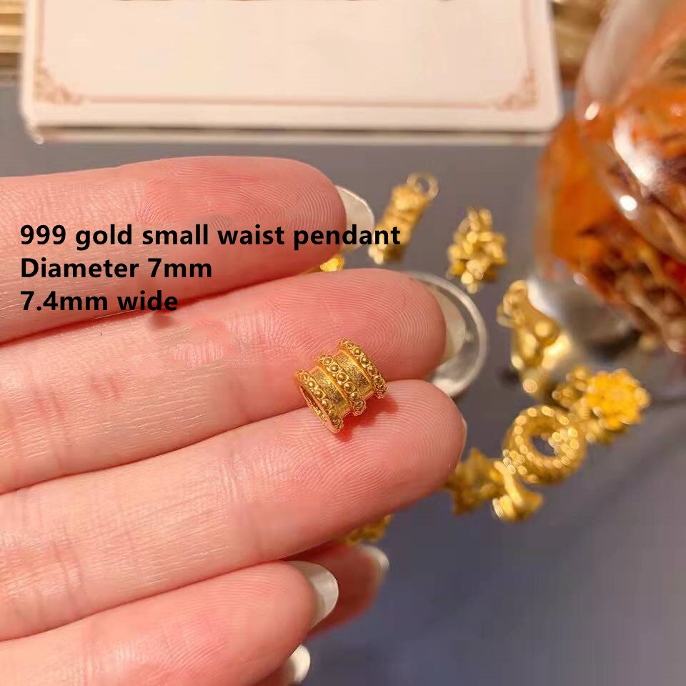 #39 #39 halsband äkta 999 guld hänge 24k blommor stjärnor dam hängen utsökt fabrik: Liten midja 0.35g