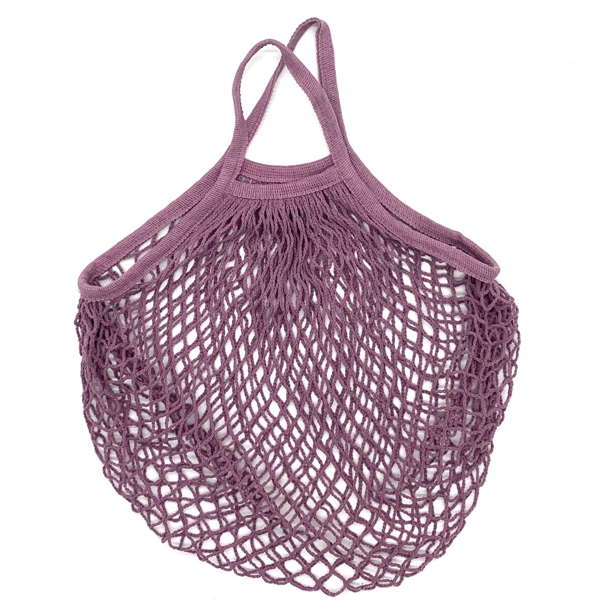 Tragbare Wiederverwendbare Taschen für Obst Gemüse Tasche Baumwolle Gittergewebe Schnur Organizer Handtasche Kurzen Griff Netz Einkaufen Taschen Tote: Violett Rosa