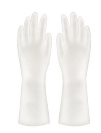 Beständig Fett Lösungsmittel Nicht-slip Küche Dish Waschen Haushalt Reinigung Scratch Beständig Handschuhe: WHITE / M