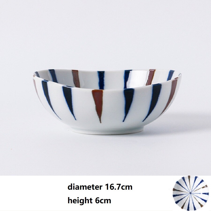 1 Pc Japanse Schotel Plaat Keramische Onderglazuur Retro Creatieve Lijnen Eenvoudige Exquise Huishouden Gemaakt In Japan: Diameter 16.7cm