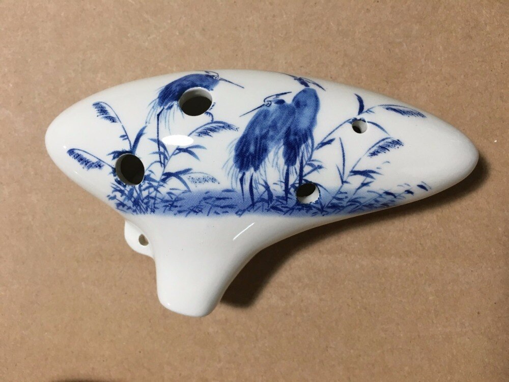 6 Hole Ocarina Ceramic Alto AC Key Flute Musical Instrument Blue and White Porcelain Ocarina