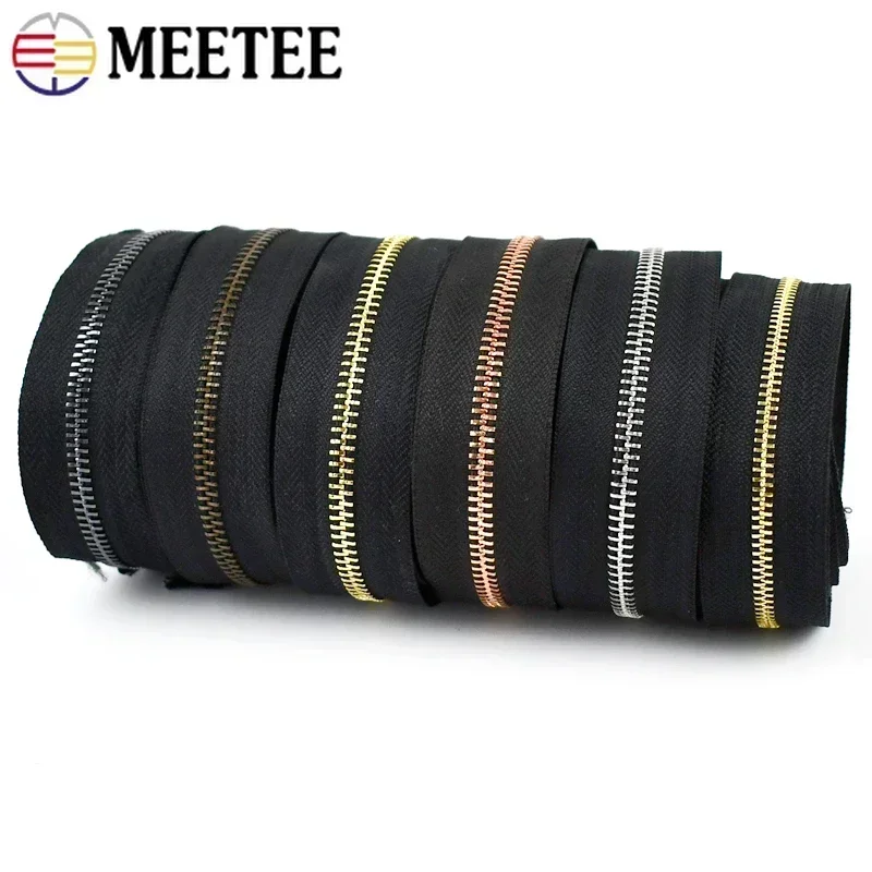 1/2/5 meter 3 # 5 # Metalen ritsen Tapes voor tas Kleding Rits Jas Zwarte ritssluiting per meter Ritsen Reparatieset DIY Naaiaccessoires