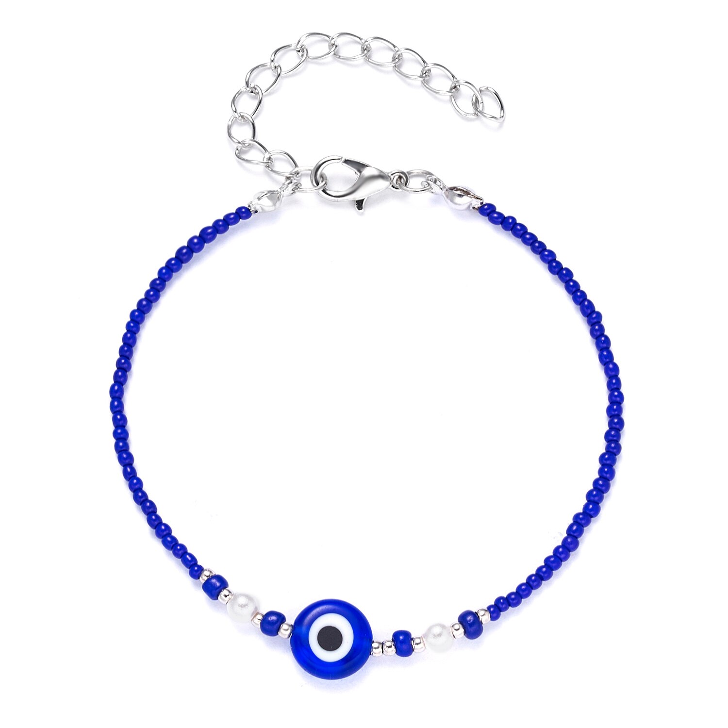 Rinhoo Classic Trendy Turkish Evil Eye Bracelet Pave Lucky Blue Eye Charm Bracelet Adjustable Female Party Jewelry: 5