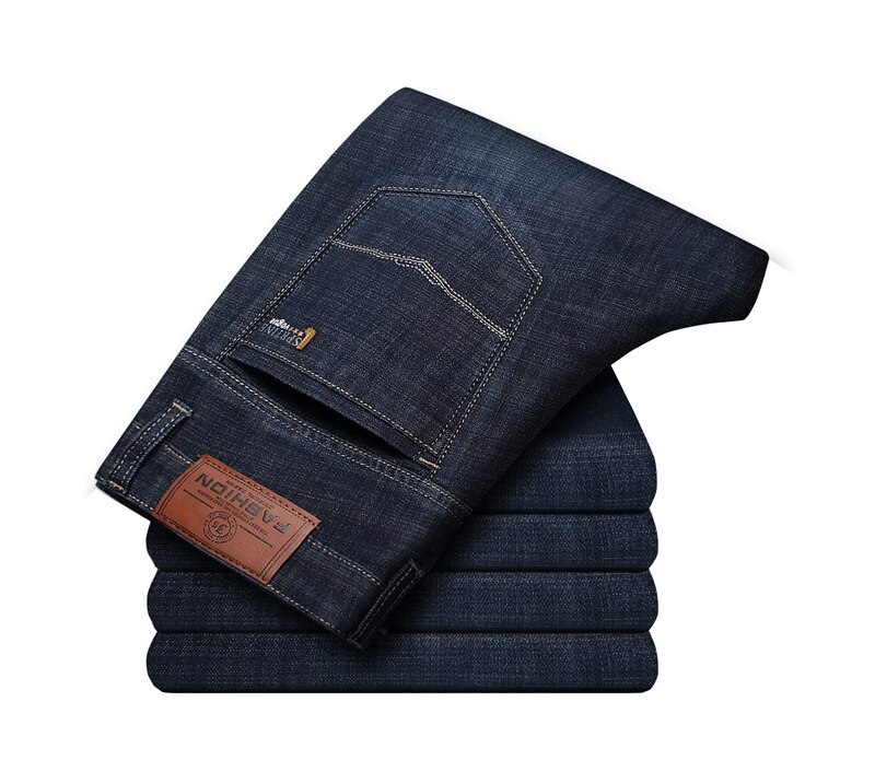 Classic Mens Skinny Business Work Jeans Casual Cotton Straight Male Work Jeans Biker Black Denim Trousers Pants: 30