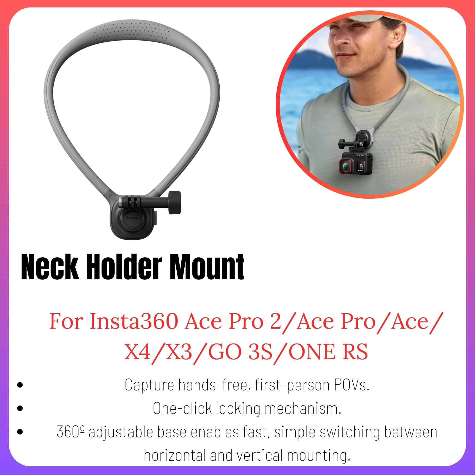Accesorios originales para Insta360 Ace Pro 2, protector de lente, Mini Estuche de transporte, jaula de Metal, adaptador de micrófono, estuche de buceo impermeable, GPS: Azul cielo