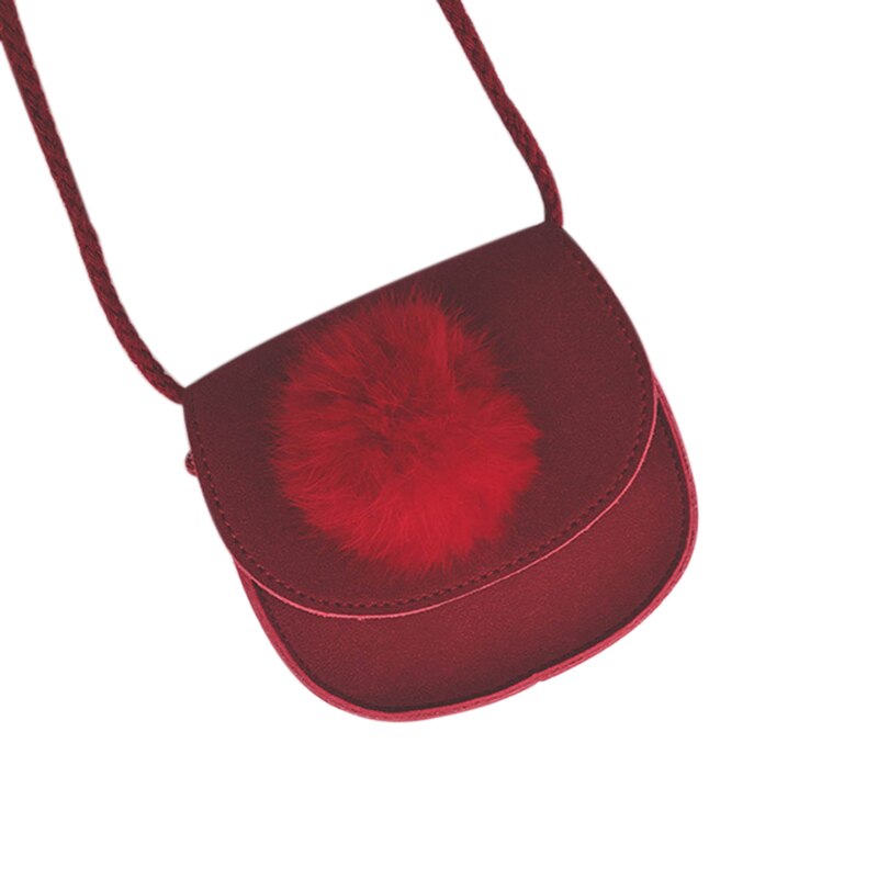 Kinderen meisjes schattige haarbal leren messenger bag handtas schoudertas voor babymeisjes mini crossbody tas: Rood