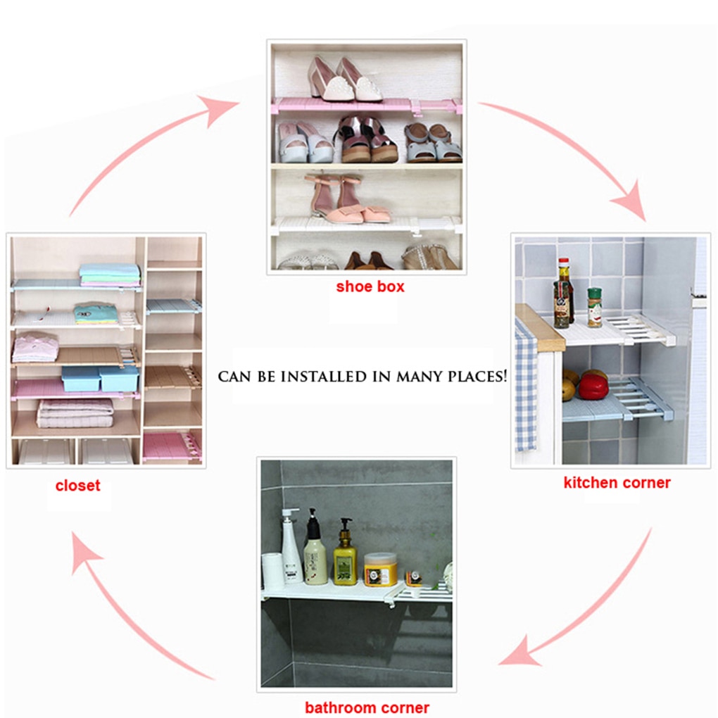 Feiqiong Adjustable Closet Divider Storage Shelf Organizer Wall Mounted Rack Space Saving Shelves Cabinet Divider